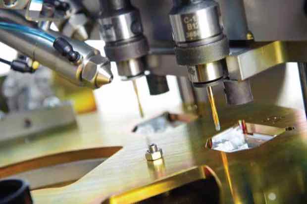 PCD insert tip being set and brazed onto a multi-step tool body