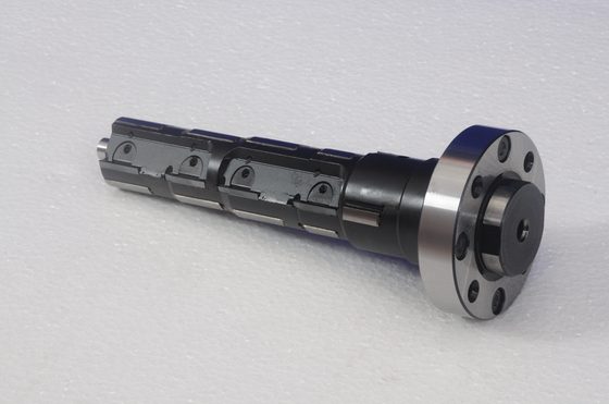 Flanged boring tool, angled view