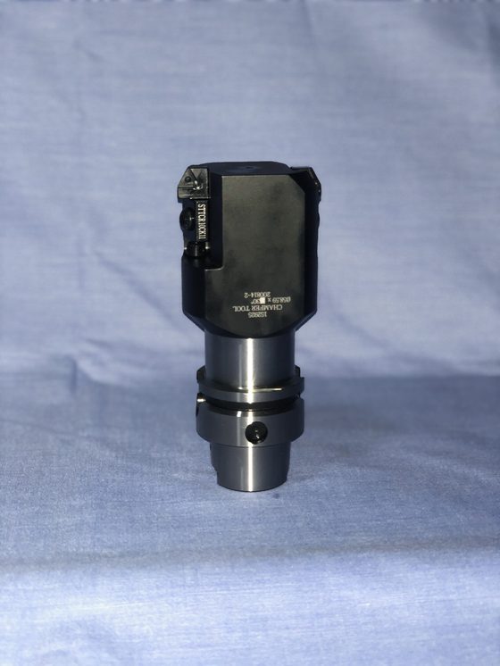 Adjustable boring head with manufacturer label